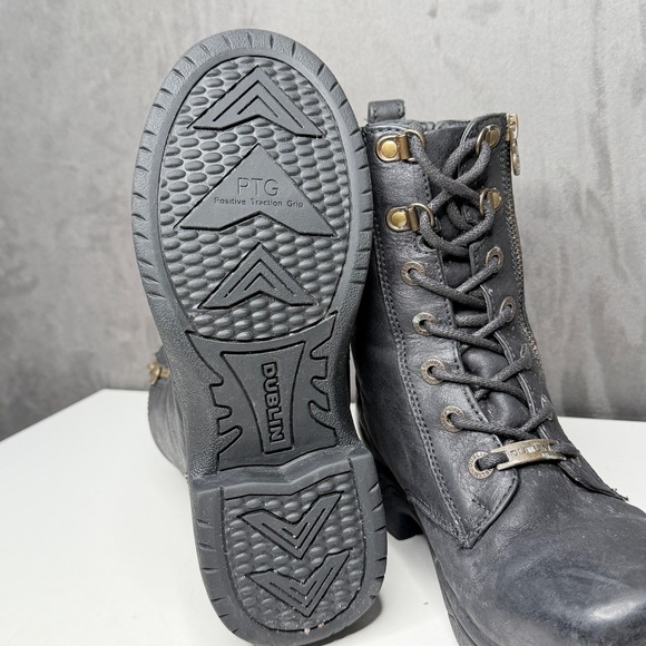 Dublin Tilly  Boots Womens 9.5 Black Leather Lace Up Side Zip Combat Waterproof - Picture 6 of 10